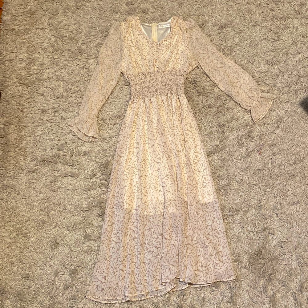 Zip up cinched waist dress, floral pattern